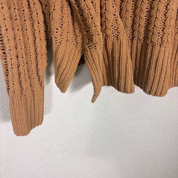 Aerie Carmel Knit Plush Quarter Zip Oversized Collared Pullover Sweater Size XS - Picture 13 of 13